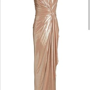 Platinum strapless custom made gown.